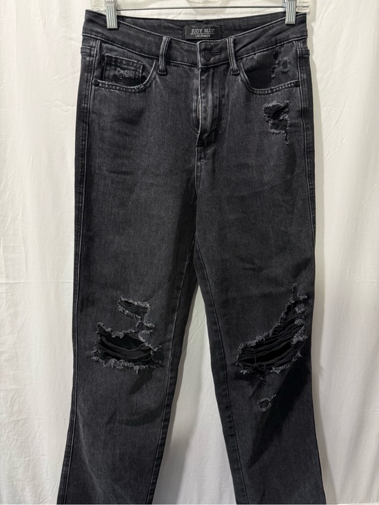 Judy Blue Denim - Judy Blue Men's Washed Black Ripped Slim Straight Jeans